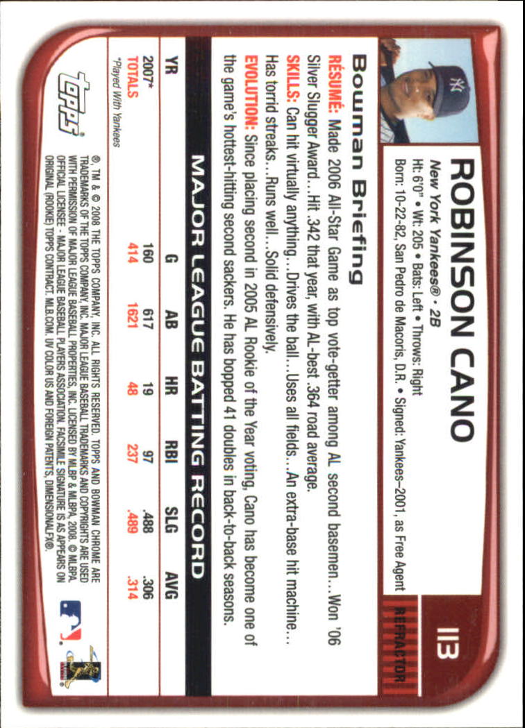 2008 Bowman Chrome Refractors Baseball Card Pick - Picture 219 of 423