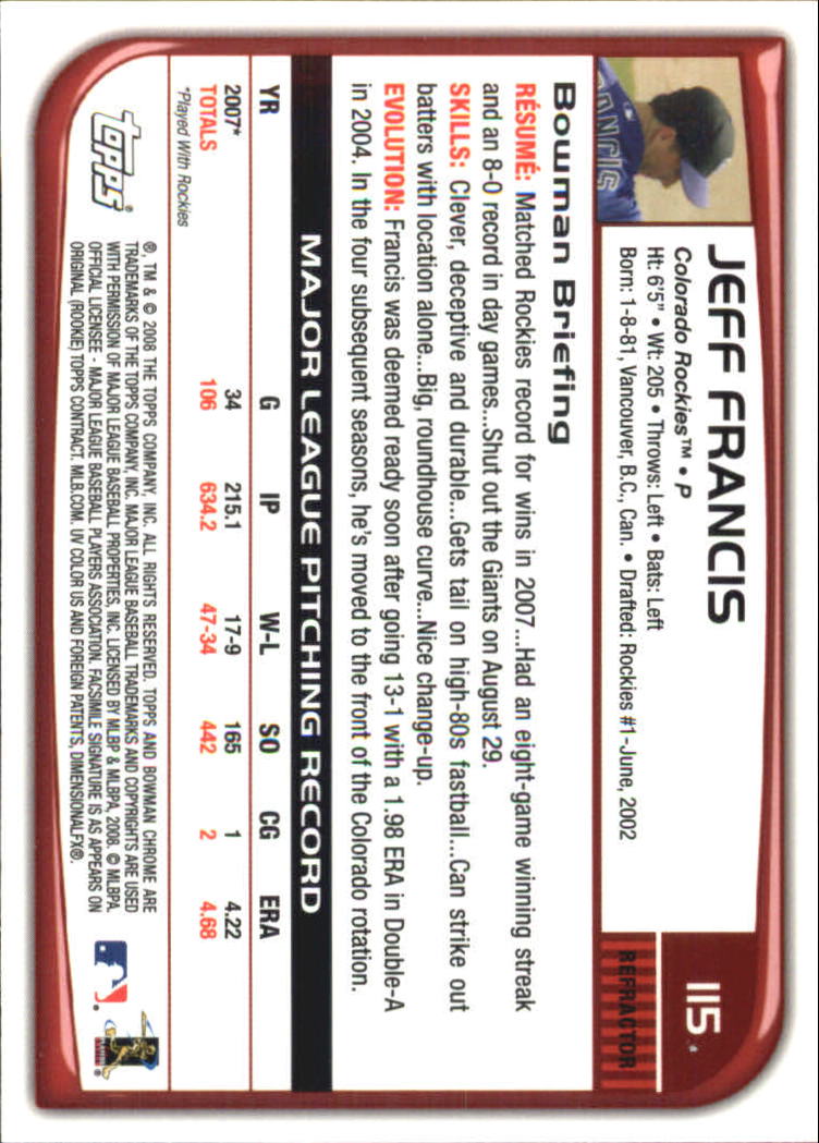 2008 Bowman Chrome Refractors Baseball Card Pick - Picture 223 of 423