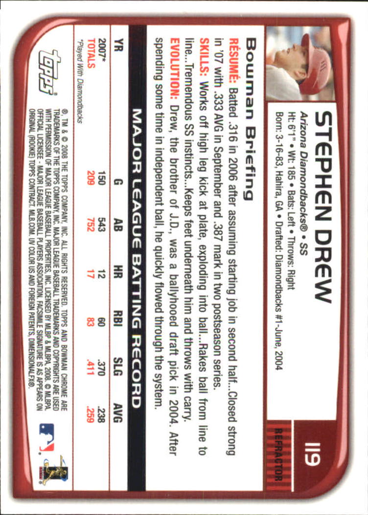 2008 Bowman Chrome Refractors Baseball Card Pick - Picture 231 of 423