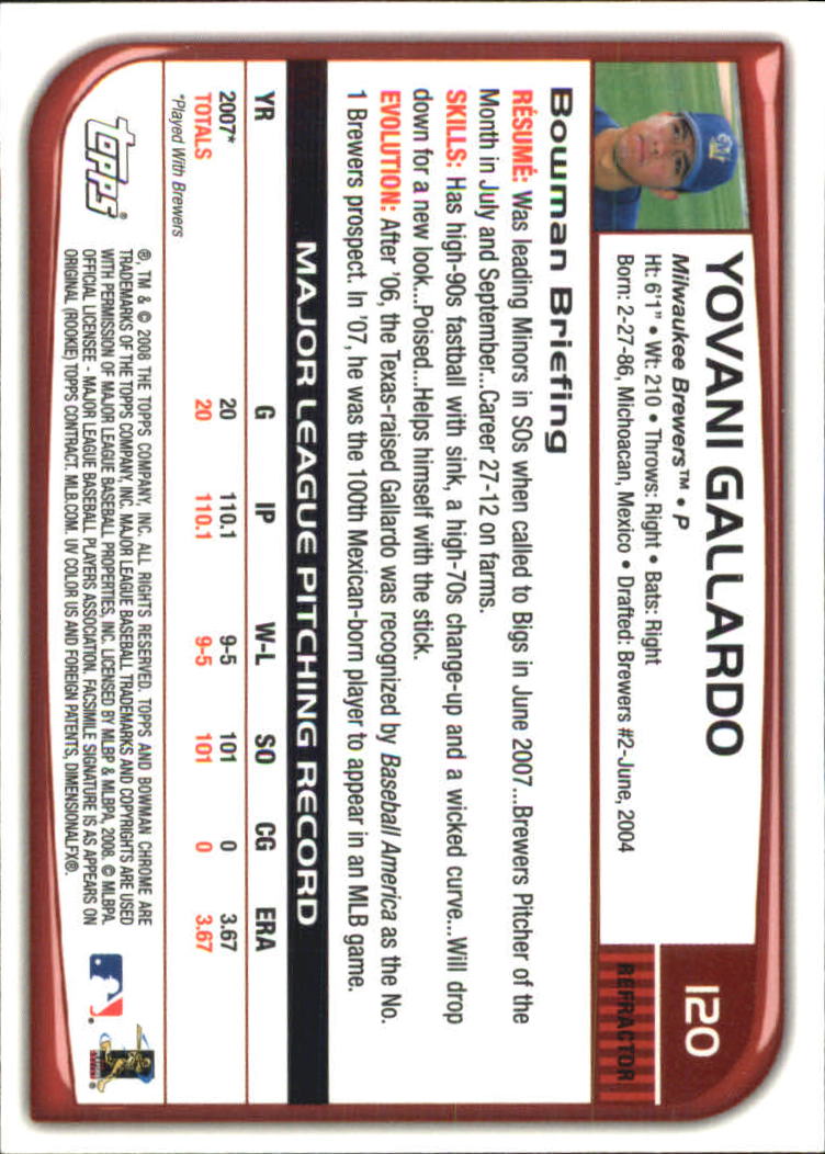 2008 Bowman Chrome Refractors Baseball Card Pick - Picture 233 of 423