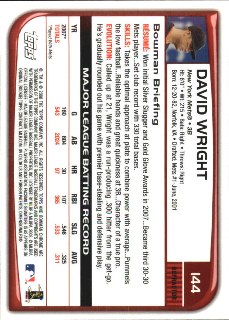 2008 Bowman Chrome Refractors Baseball Card Pick - Picture 279 of 423