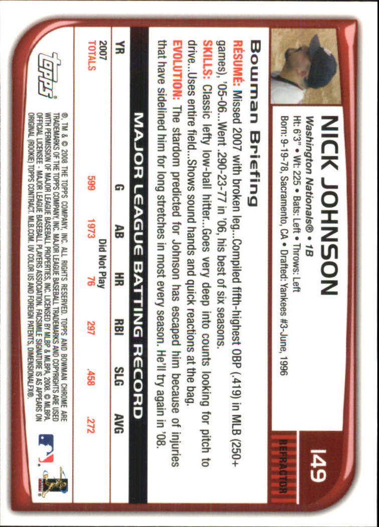 2008 Bowman Chrome Refractors Baseball Card Pick - Picture 289 of 423
