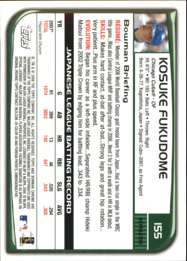 2008 Bowman Chrome Refractors Baseball Card Pick - Picture 299 of 423