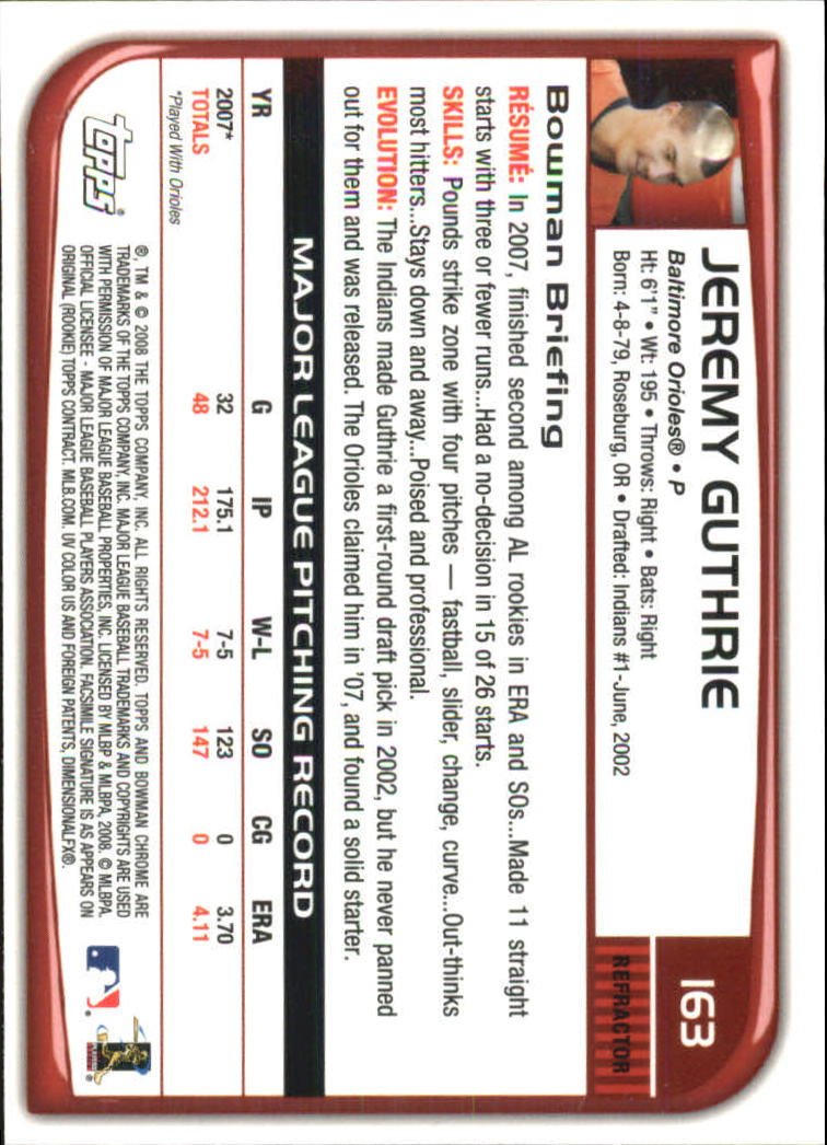 2008 Bowman Chrome Refractors Baseball Card Pick - Picture 315 of 423