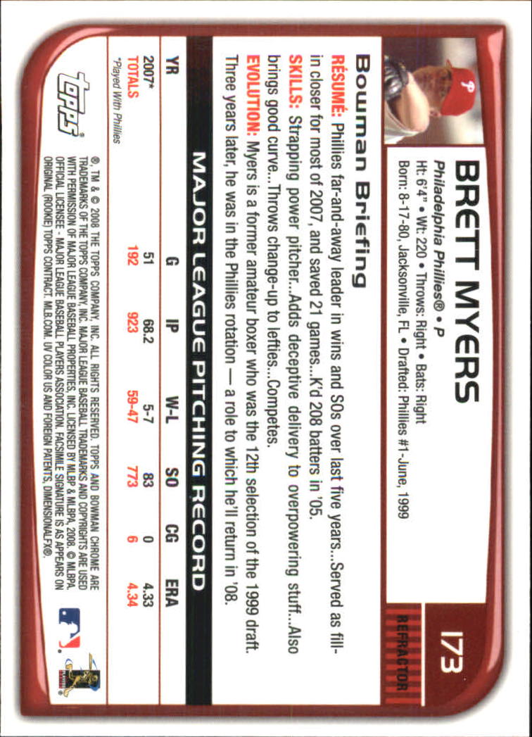 2008 Bowman Chrome Refractors Baseball Card Pick - Picture 333 of 423