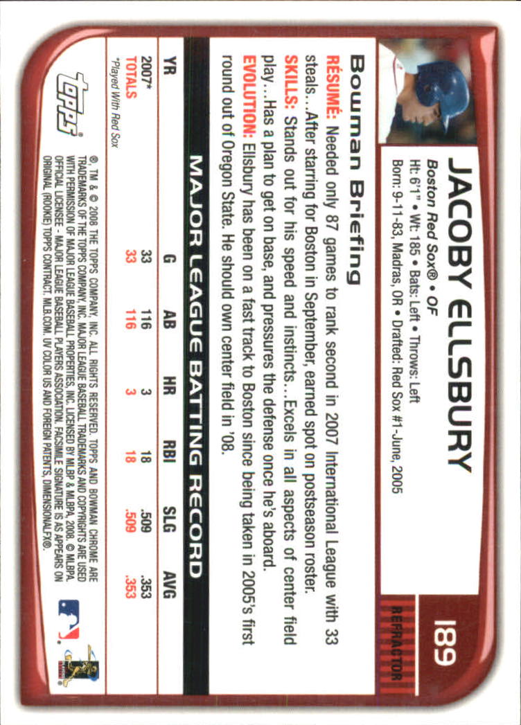 2008 Bowman Chrome Refractors Baseball Card Pick - Picture 361 of 423