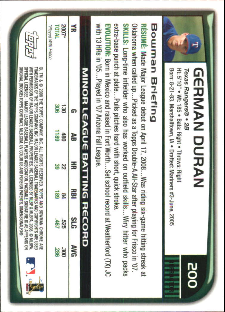 2008 Bowman Chrome Refractors Baseball Card Pick - Picture 383 of 423