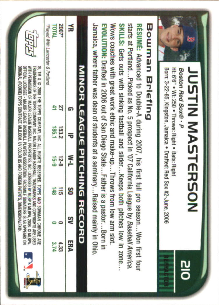2008 Bowman Chrome Refractors Baseball Card Pick - Picture 403 of 423