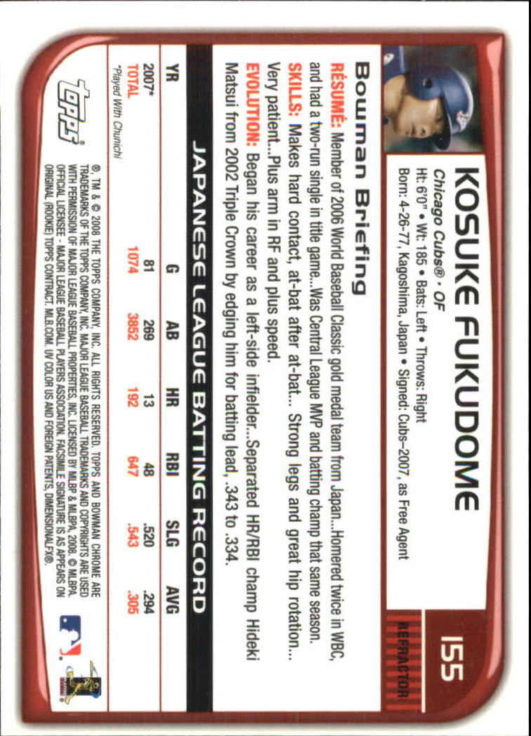 2008 Bowman Chrome Refractors Baseball Card Pick - Picture 301 of 423