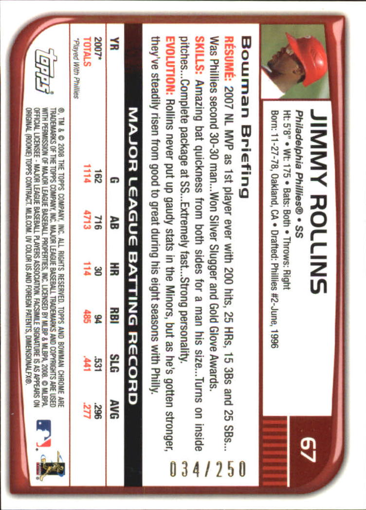 2008 Bowman Chrome Baseball "X-Fractors" Main Set Parallel Cards - Picture 37 of 113
