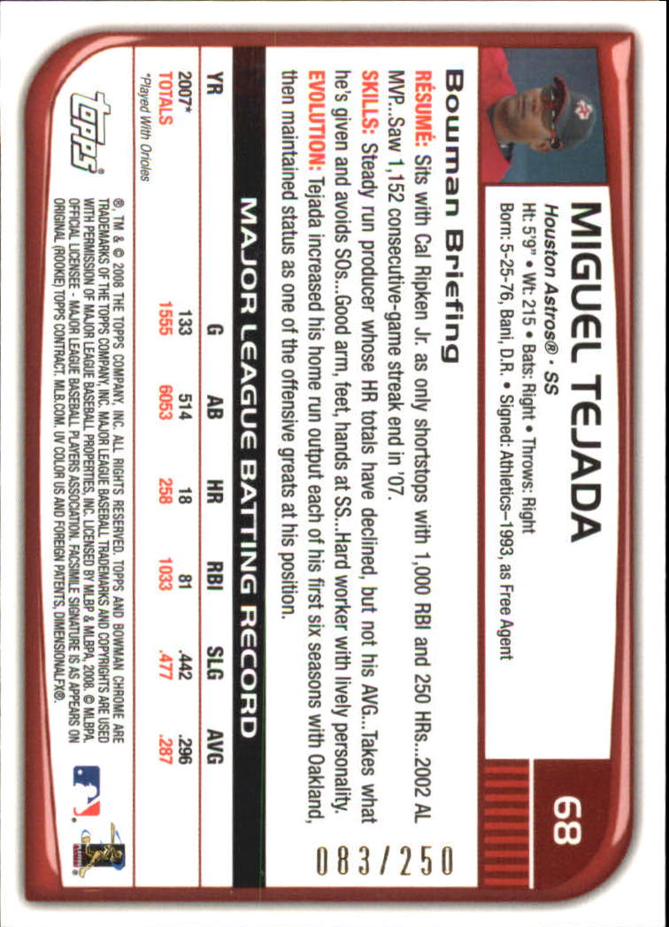 2008 Bowman Chrome Baseball "X-Fractors" Main Set Parallel Cards - Picture 39 of 113