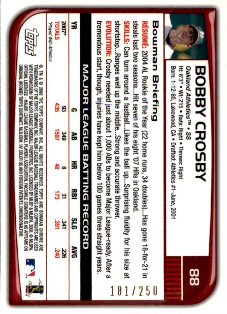 2008 Bowman Chrome Baseball "X-Fractors" Main Set Parallel Cards - Picture 47 of 113