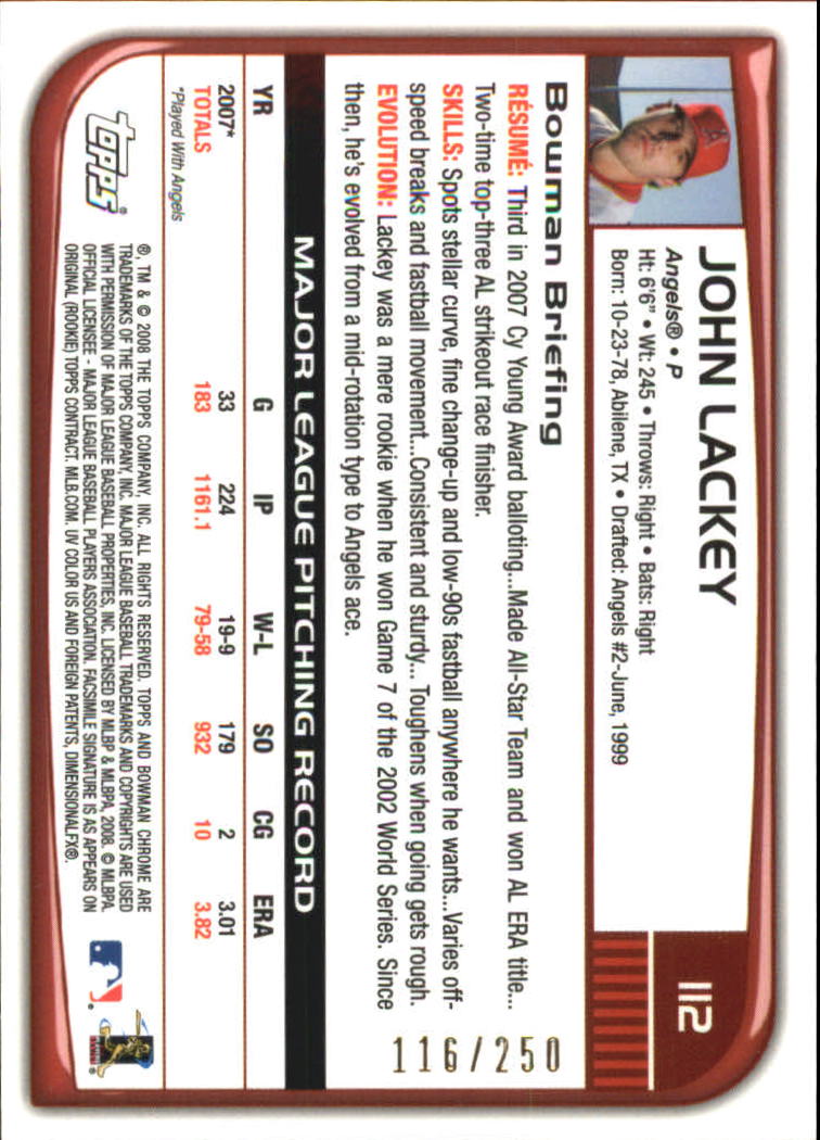 2008 Bowman Chrome Baseball "X-Fractors" Main Set Parallel Cards - Picture 61 of 113