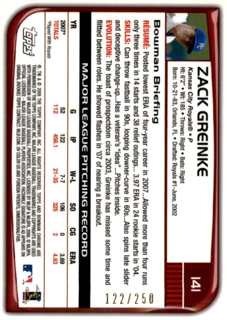 2008 Bowman Chrome Baseball "X-Fractors" Main Set Parallel Cards - Picture 85 of 113