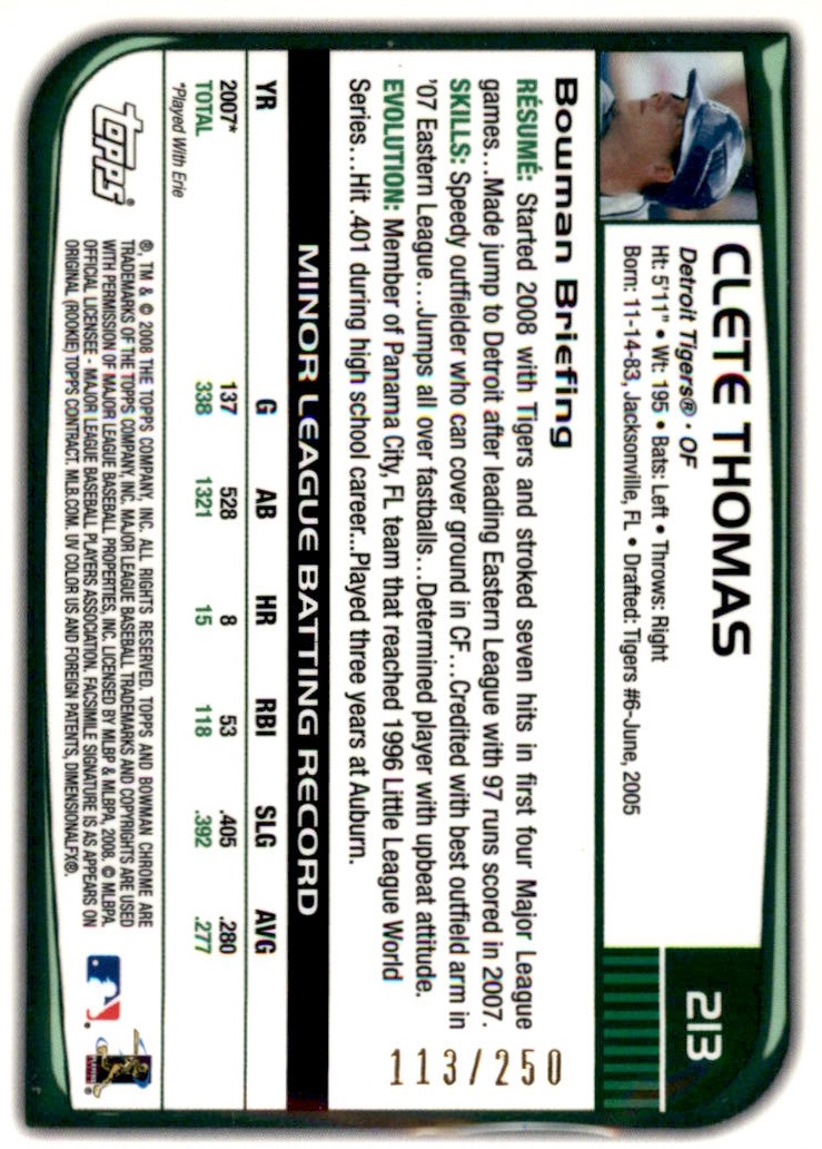 2008 Bowman Chrome Baseball "X-Fractors" Main Set Parallel Cards - Picture 113 of 113