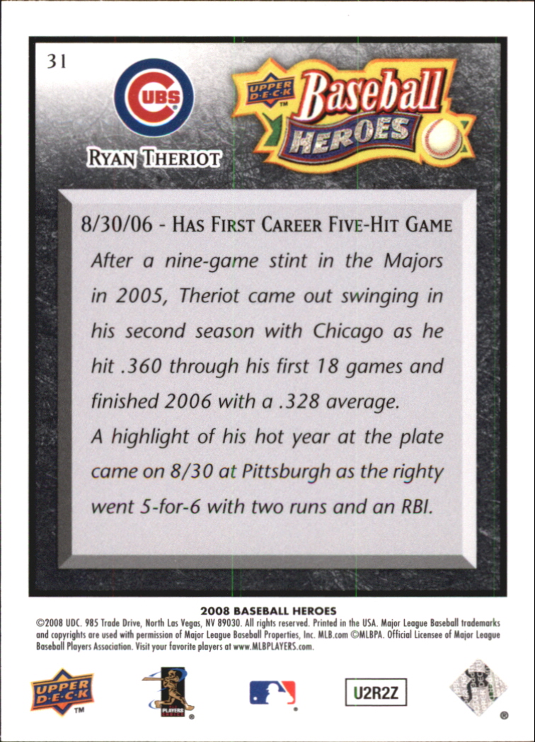 2008 Upper Deck Heroes Black Baseball Card Pick - Picture 53 of 305