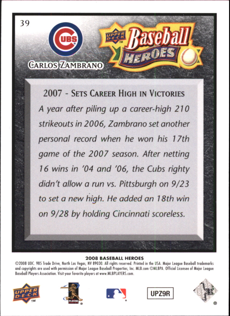 2008 Upper Deck Heroes Black Baseball Card Pick - Picture 59 of 305