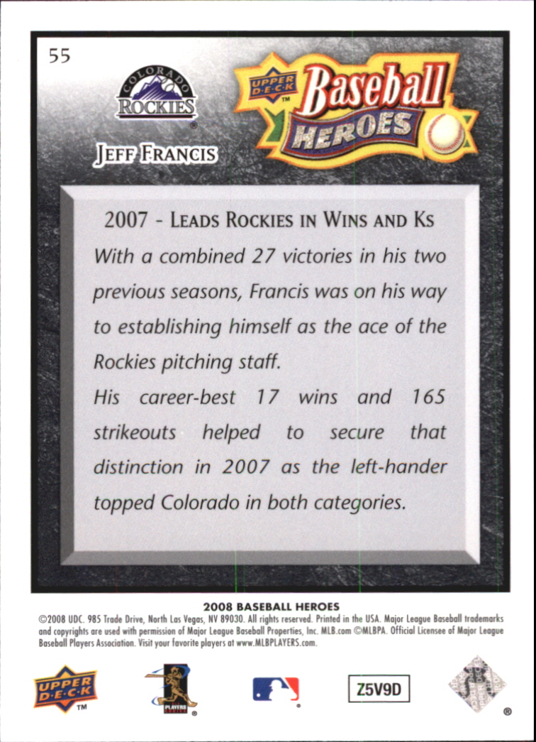 2008 Upper Deck Heroes Black Baseball Card Pick - Picture 87 of 305