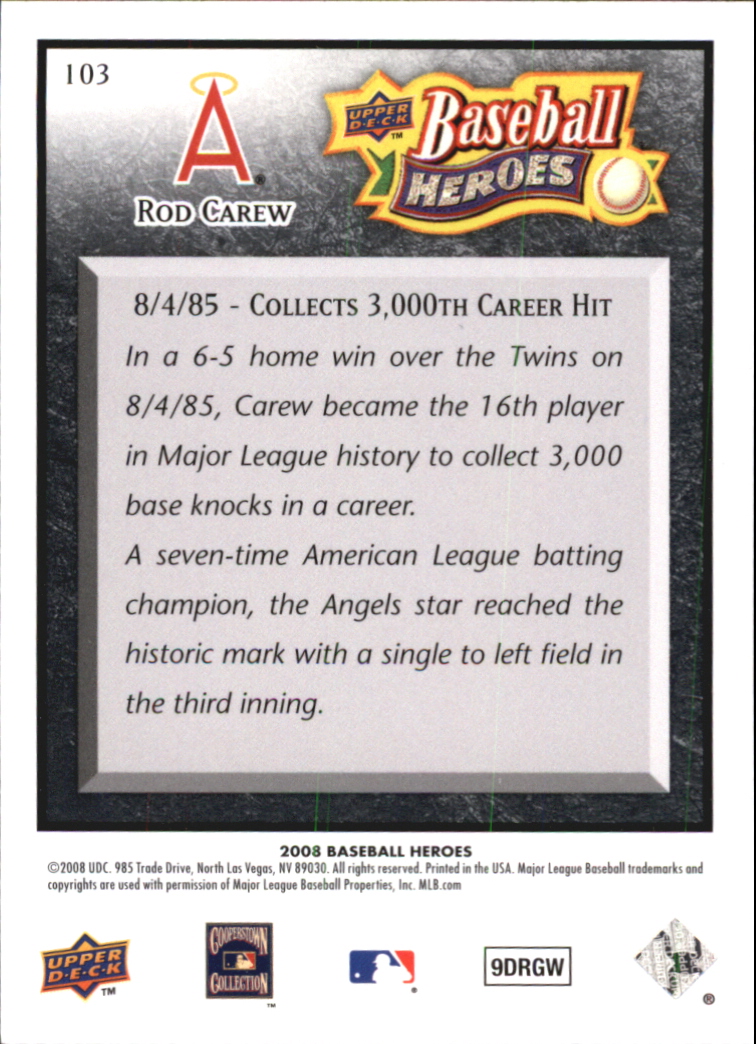 2008 Upper Deck Heroes Black Baseball Card Pick - Picture 159 of 305