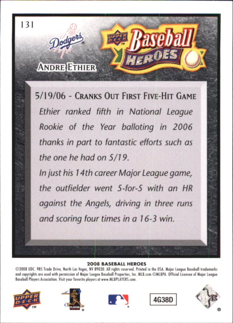2008 Upper Deck Heroes Black Baseball Card Pick - Picture 205 of 305