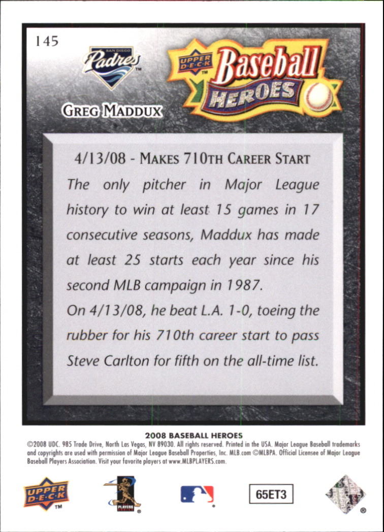 2008 Upper Deck Heroes Black Baseball Card Pick - Picture 224 of 305
