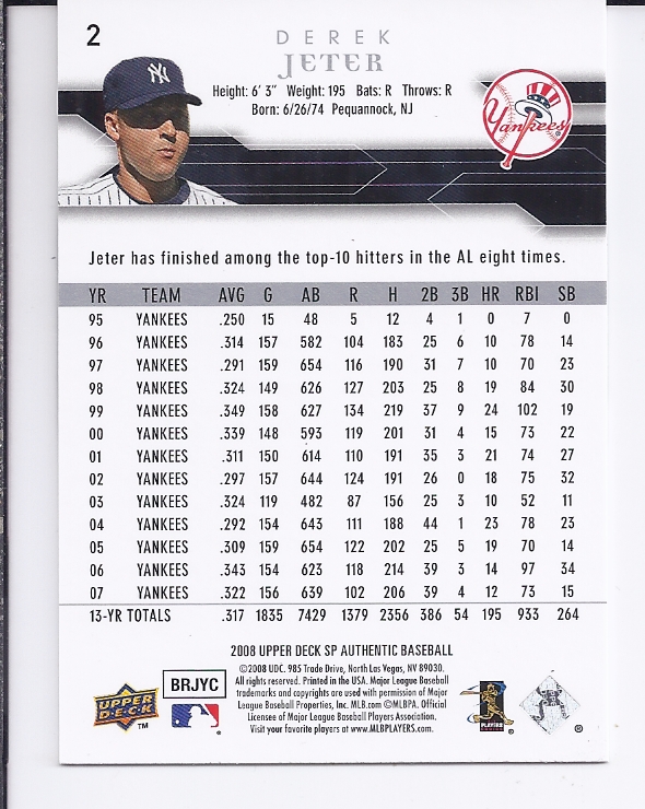 2008 SP Authentic Baseball Card Pick - Picture 5 of 208