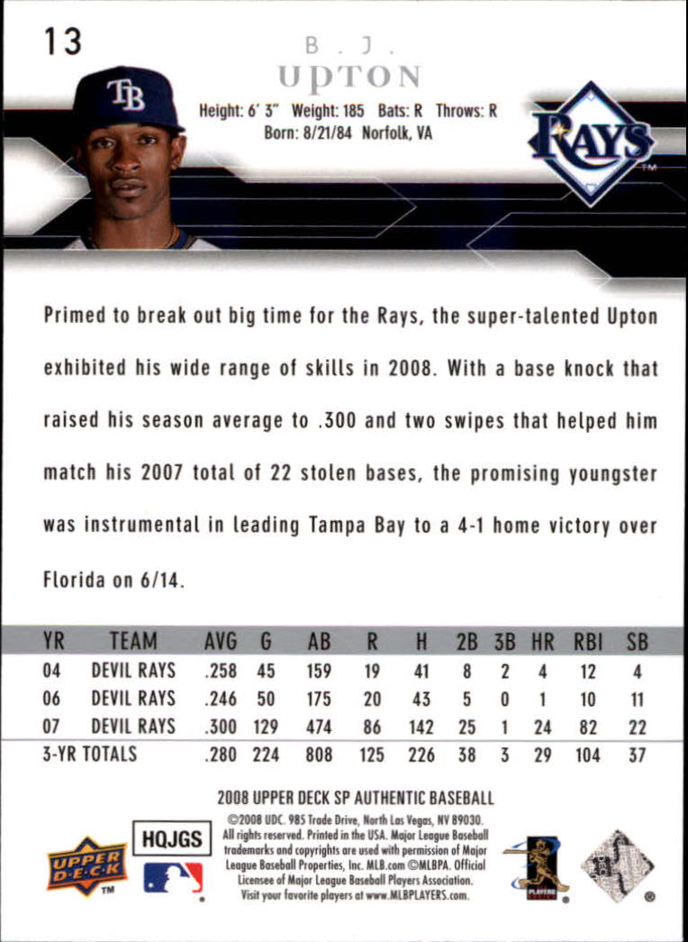 2008 SP Authentic Baseball Card Pick - Picture 27 of 208