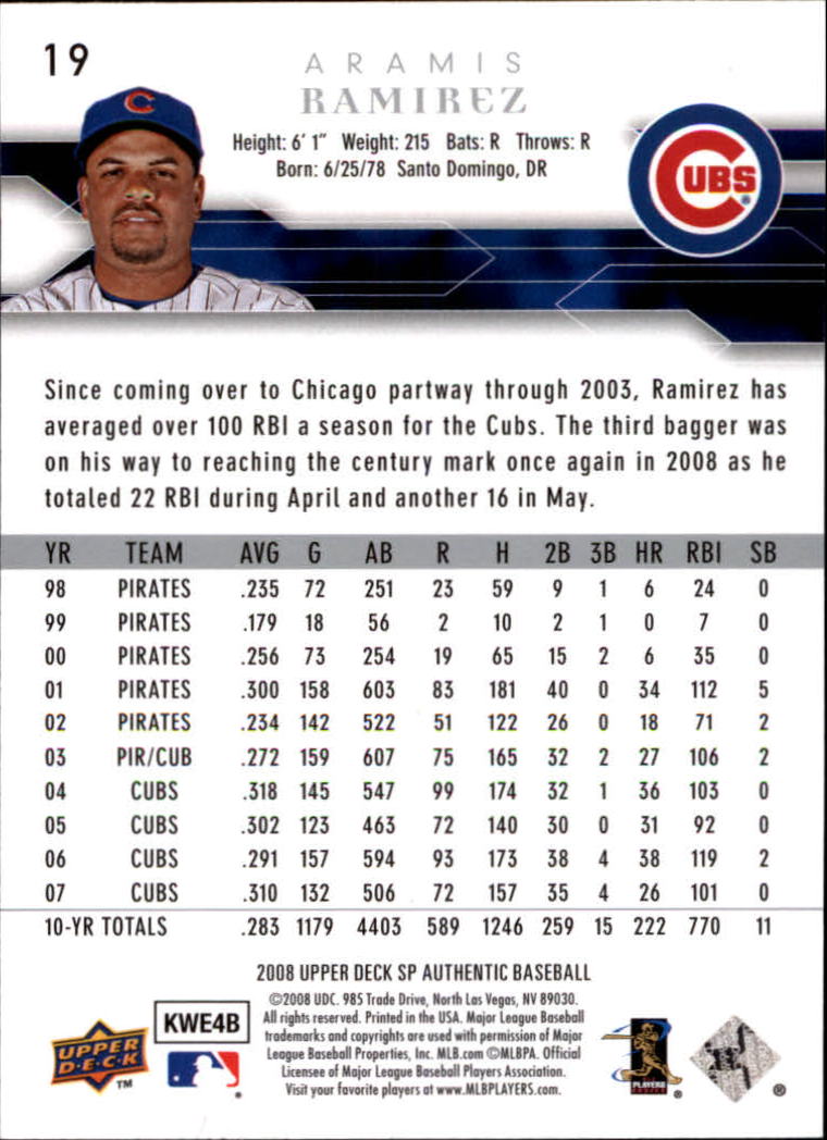 2008 SP Authentic Baseball Card Pick - Picture 39 of 208