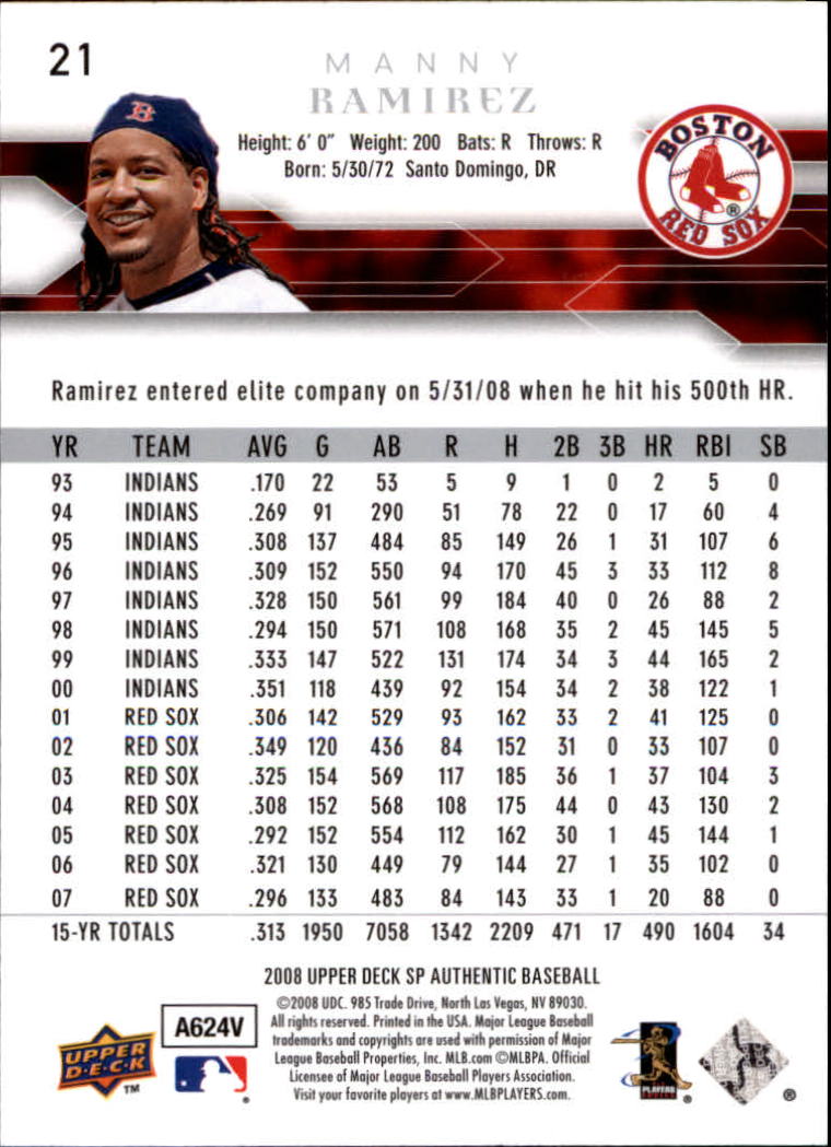 2008 SP Authentic Baseball Card Pick - Picture 43 of 208