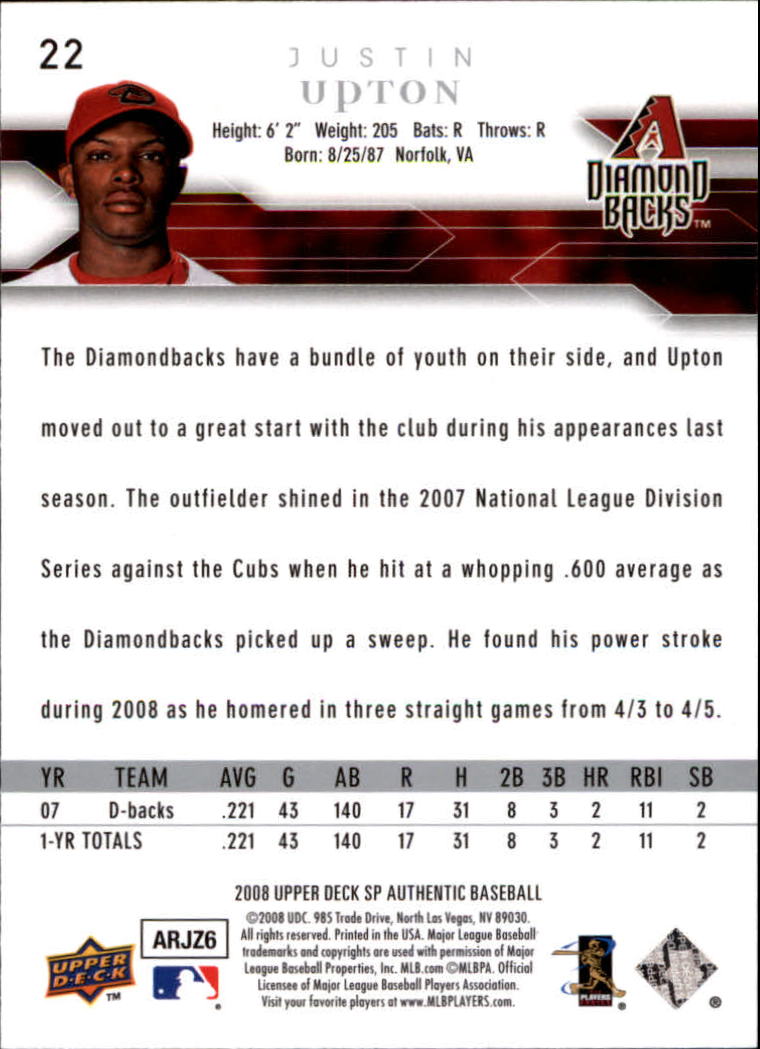 2008 SP Authentic Baseball Card Pick - Picture 45 of 208