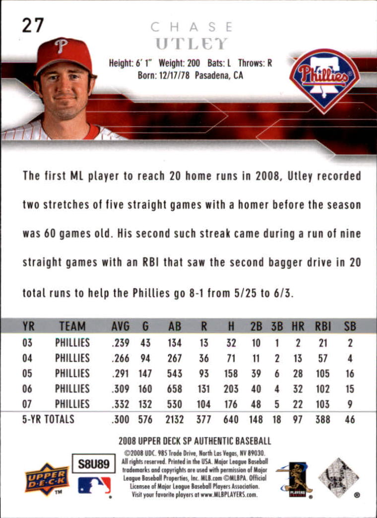 2008 SP Authentic Baseball Card Pick - Picture 55 of 208