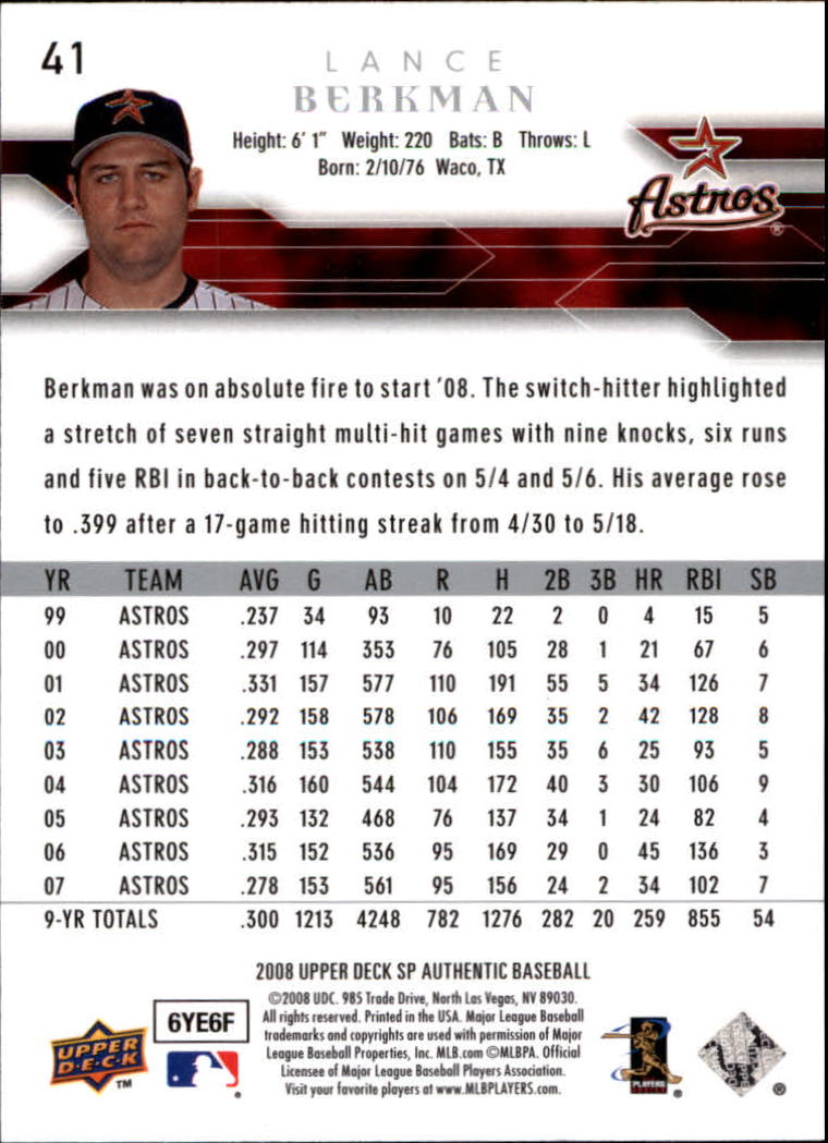 2008 SP Authentic Baseball Card Pick - Picture 83 of 208