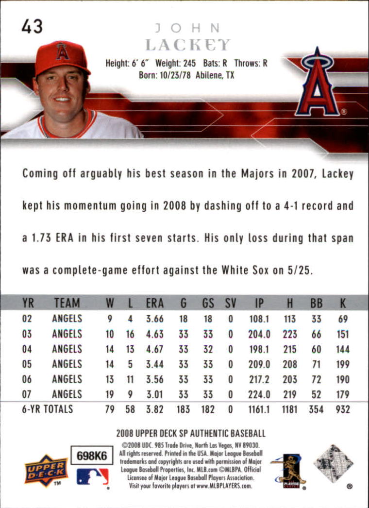 2008 SP Authentic Baseball Card Pick - Picture 87 of 208