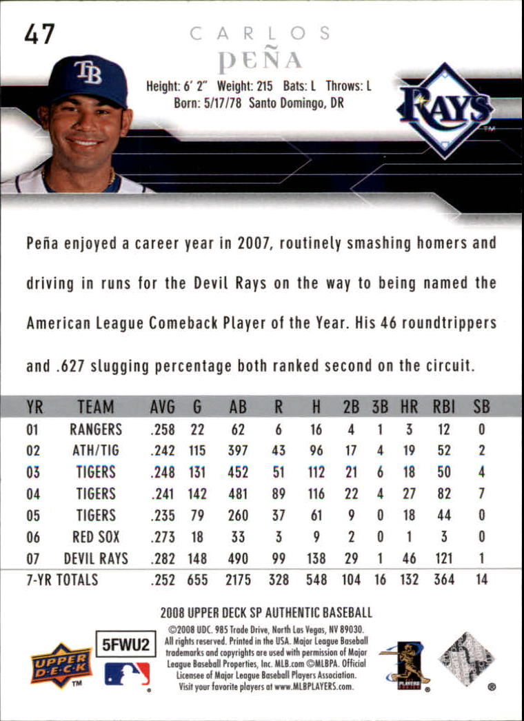 2008 SP Authentic Baseball Card Pick - Picture 95 of 208