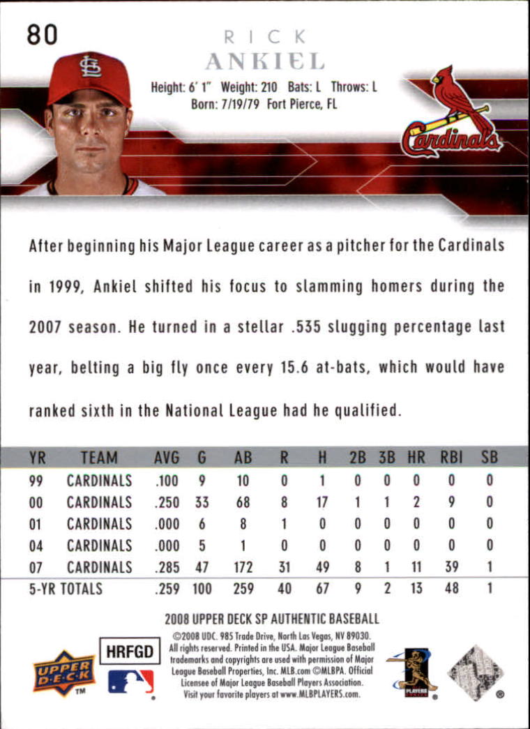 2008 SP Authentic Baseball Card Pick - Picture 161 of 208