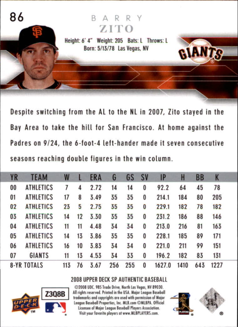 2008 SP Authentic Baseball Card Pick - Picture 173 of 208