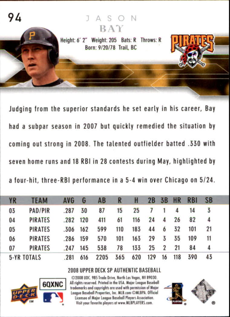 2008 SP Authentic Baseball Card Pick - Picture 189 of 208