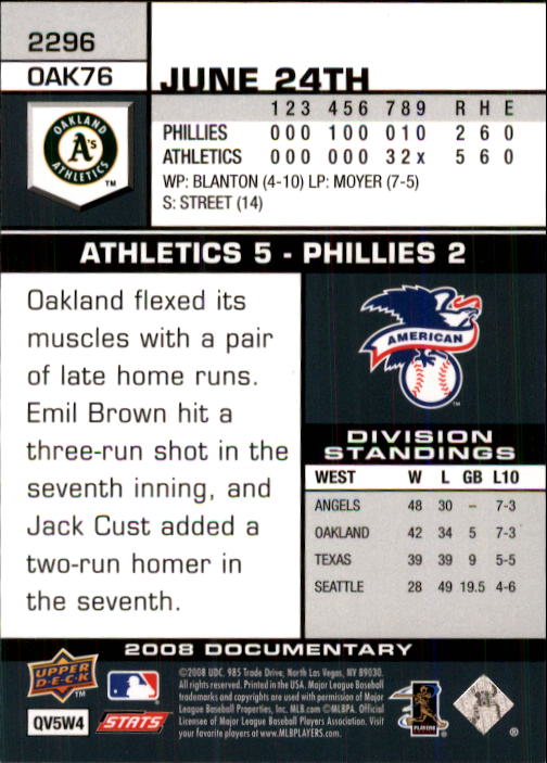 2008 Upper Deck Documentary Baseball Card 12631 Choose Your Card eBay