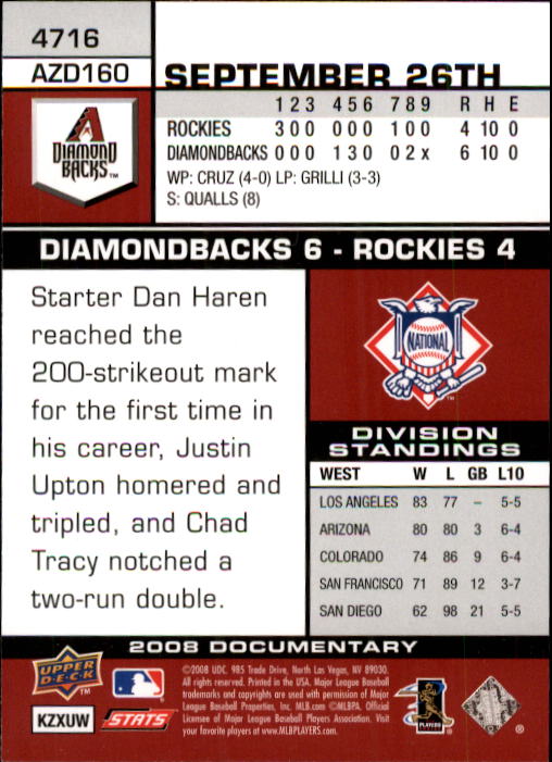 2008 Upper Deck Documentary Baseball Card Pick 4716-4936 - Picture 3 of 299