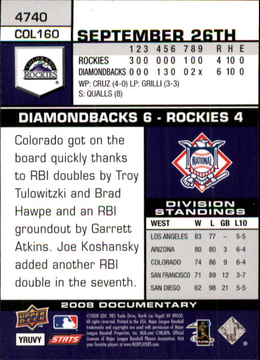 2008 Upper Deck Documentary Baseball Card Pick 4716-4936 - Picture 43 of 299