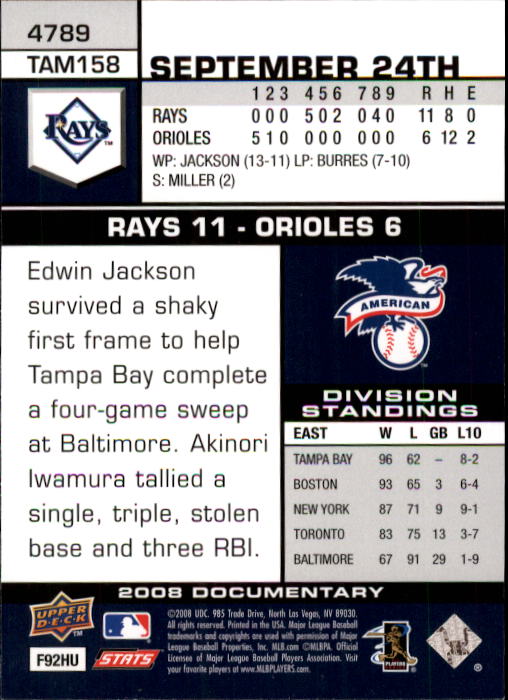 2008 Upper Deck Documentary Baseball Card Pick 4716-4936 - Picture 111 of 299