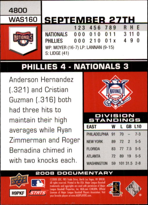 2008 Upper Deck Documentary Baseball Card Pick 4716-4936 - Picture 131 of 299