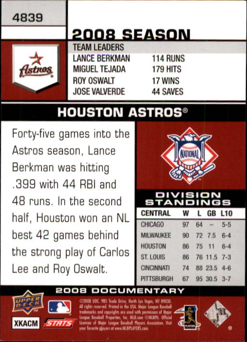 2008 Upper Deck Documentary Baseball Card Pick 4716-4936 - Picture 201 of 299