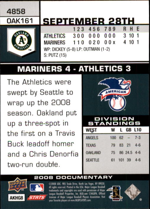2008 Upper Deck Documentary Baseball Card Pick 4716-4936 - Picture 237 of 299