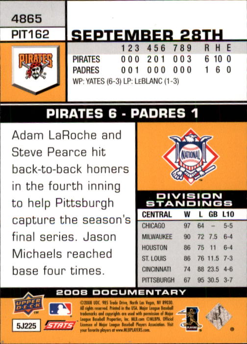 2008 Upper Deck Documentary Baseball Card Pick 4716-4936 - Picture 247 of 299