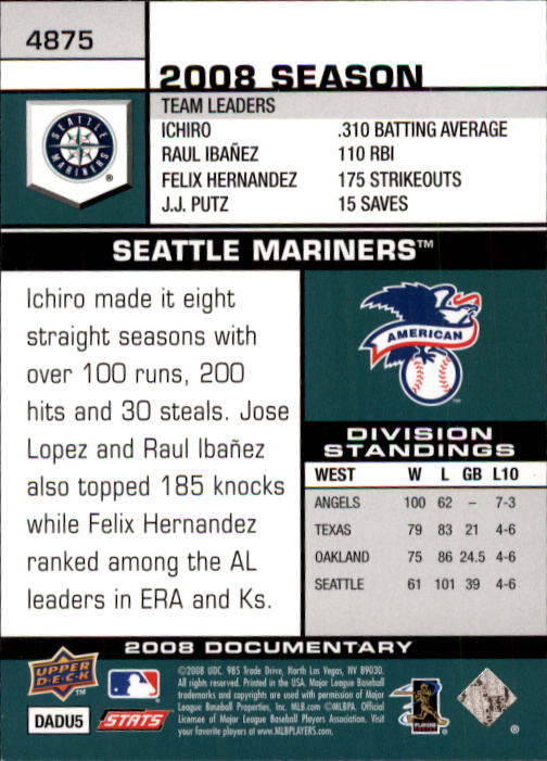 2008 Upper Deck Documentary Baseball Card Pick 4716-4936 - Picture 261 of 299