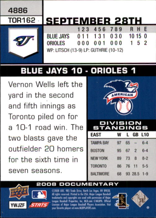 2008 Upper Deck Documentary Baseball Card Pick 4716-4936 - Picture 281 of 299