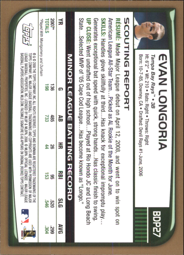2008 Bowman Draft Baseball Part 2 Paper Parallel Cards - Picture 33 of 159