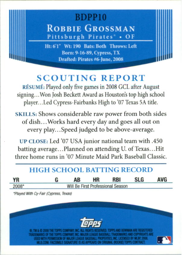 2008 Bowman Draft Baseball Part 1 Main Set (Paper) - Picture 103 of 209
