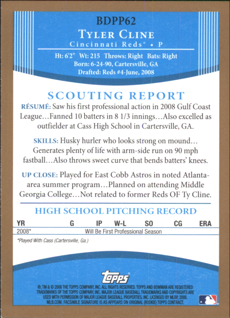 2008 Bowman Draft Baseball Part 2 Paper Parallel Cards - Picture 111 of 159
